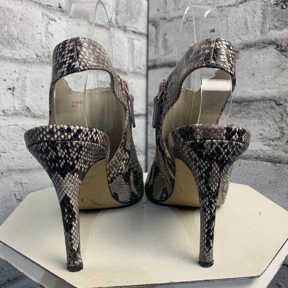Cole Haan Snakeskin Open Toe Sling Back Stiletto Mule Pump - Picture 6 of 12